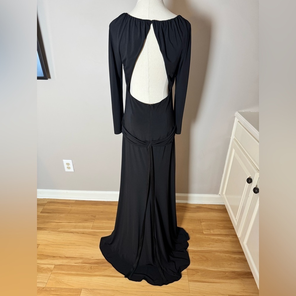 Vintage Vera Wang Black Ruched Long Sleeve Formal Gown - Picture 13 of 14